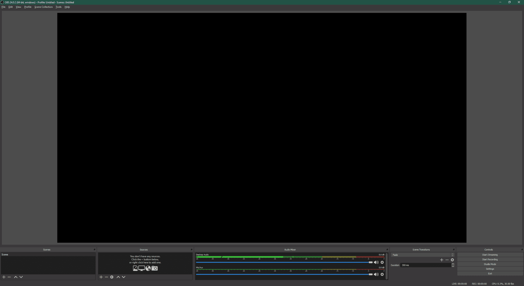 obs studio main screen