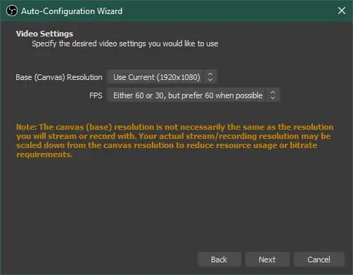 OBS Studio Auto-Configuration Wizard Step 2