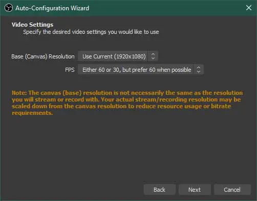 OBS Studio Auto-Configuration Wizard Step 2