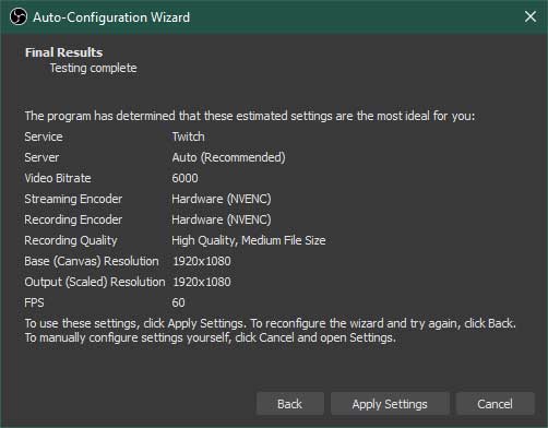 OBS Studio Auto-Configuration Wizard Step 6