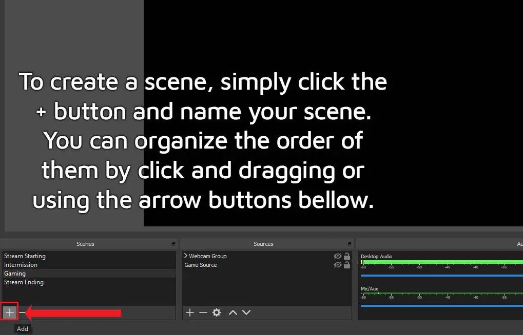 OBS Studio Create Scene