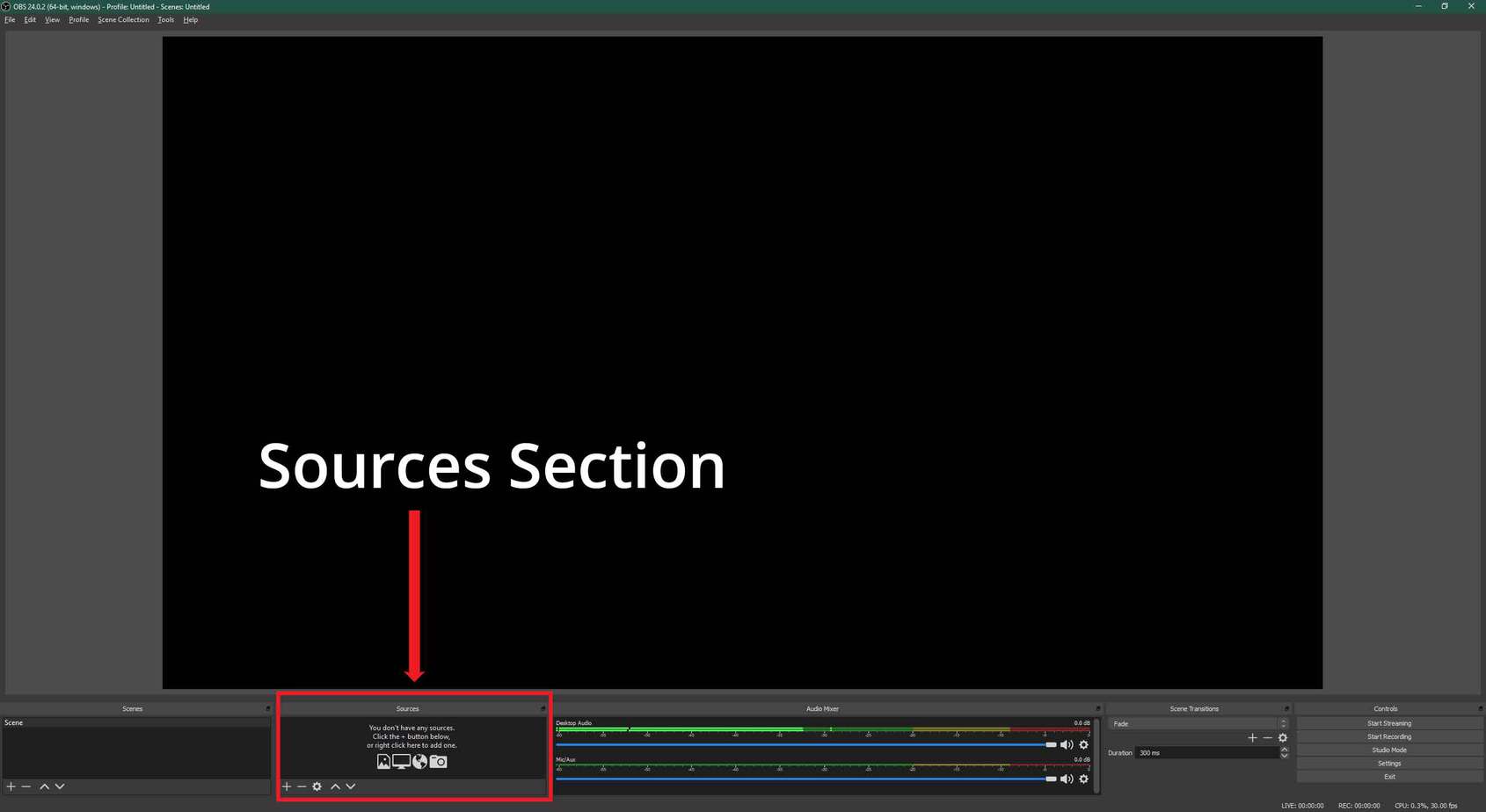 OBS Sources section