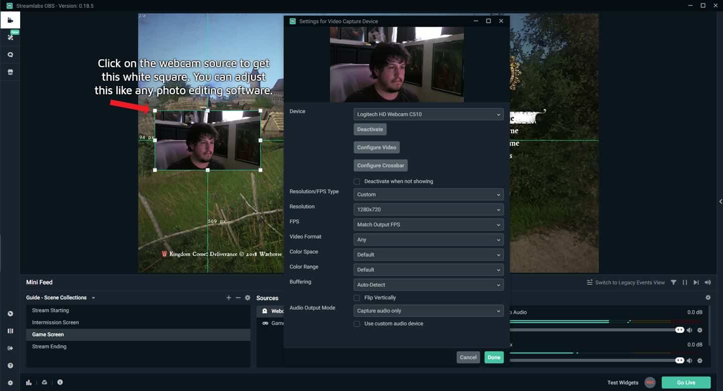 Streamlabs OBS Adding Video Capture Source