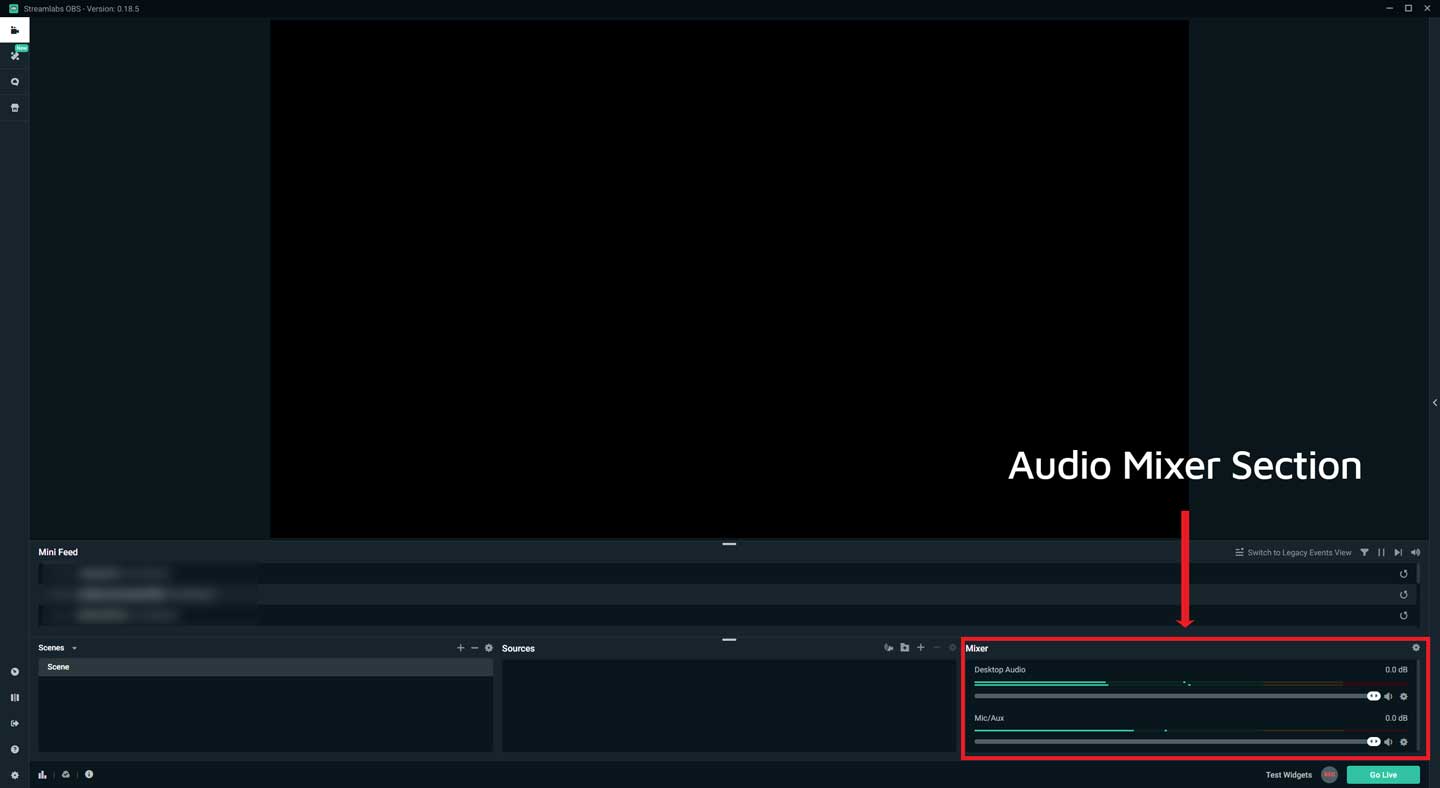 Streamlabs OBS Mixer Section