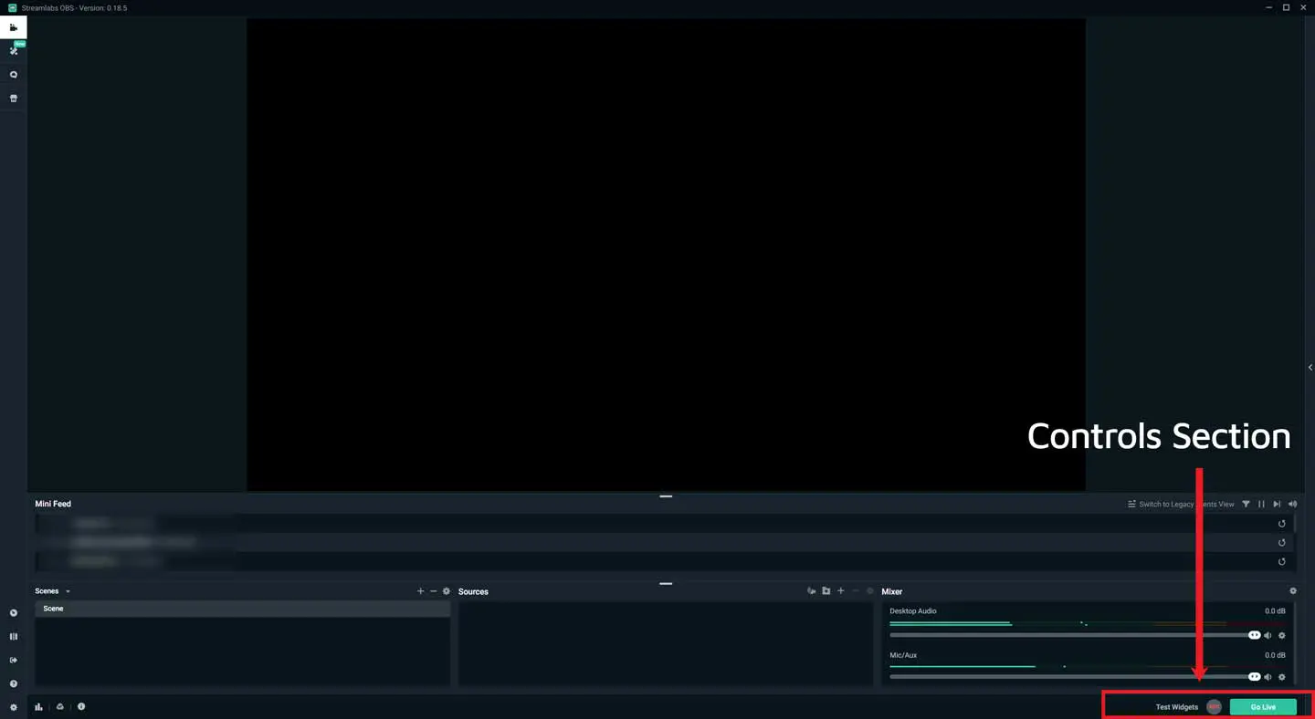 Streamlabs OBS Control Section