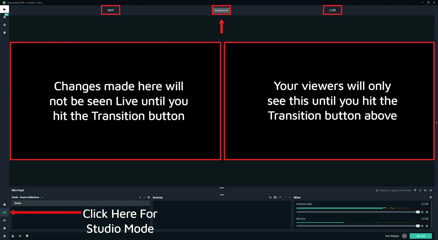 Streamlabs OBS Studio Mode