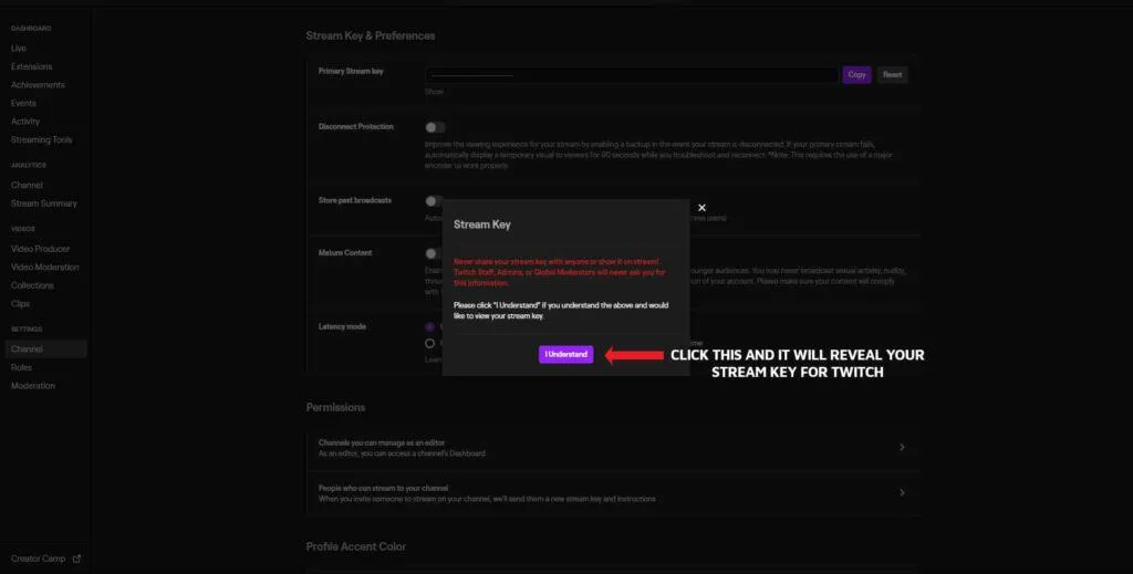 Find Twitch Stream Key