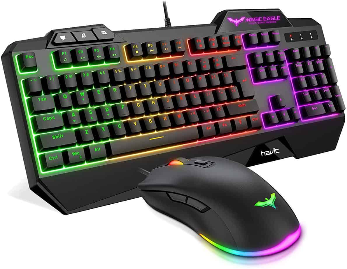 havit Wired Gaming Keyboard Mouse Combo LED Rainbow Backlit Gaming Keyboard RGB Gaming Mouse