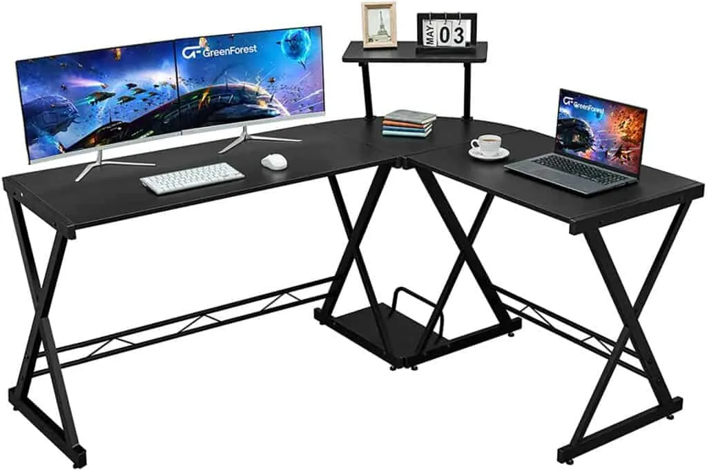 GreenForest L Shaped Desk 58 inch Reversible Corner Computer Desk 