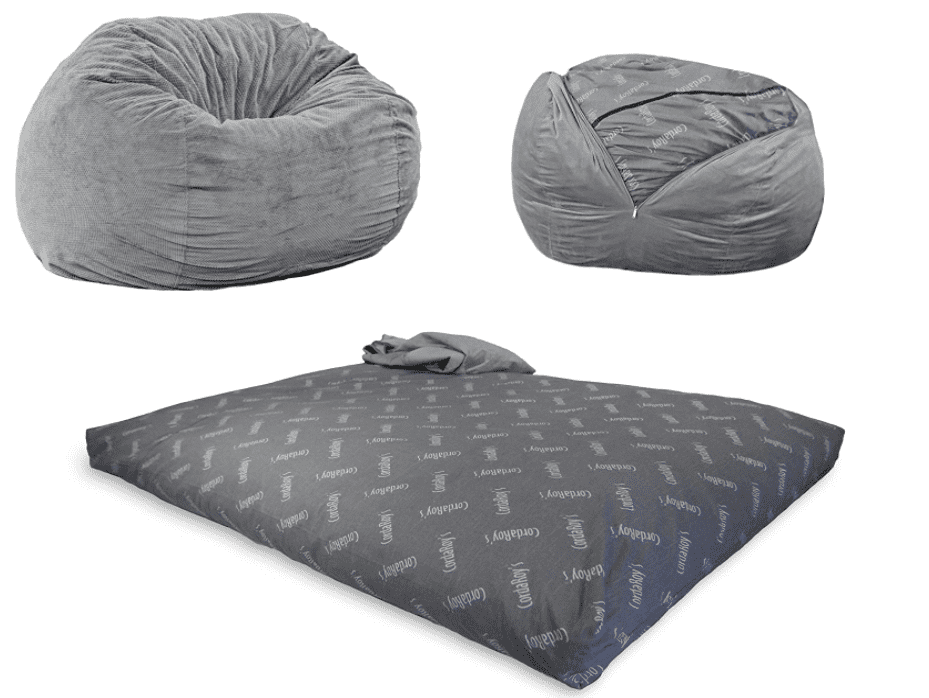 CordaRoy's Chenille Bean Bag Chair, Convertible Chair Folds from Bean Bag to Bed