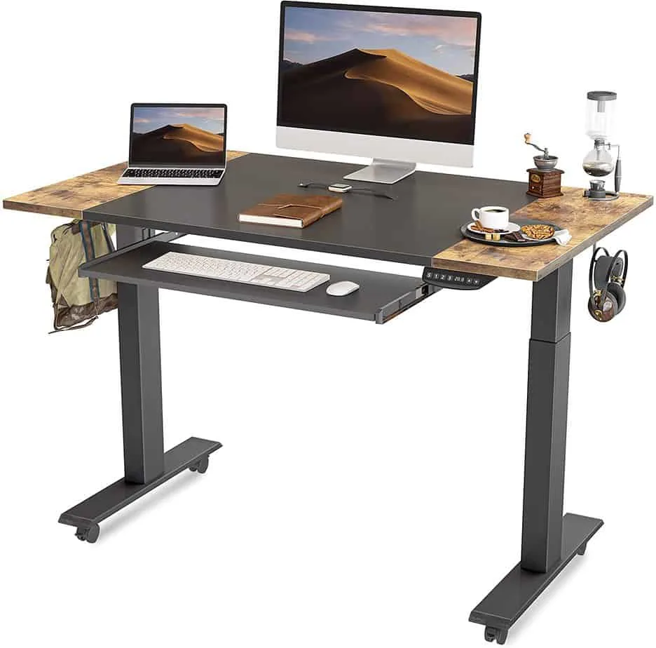 FEZIBO Dual Motor Height Adjustable Electric Standing Desk with Keyboard Tray - Best Standing Gaming Desk