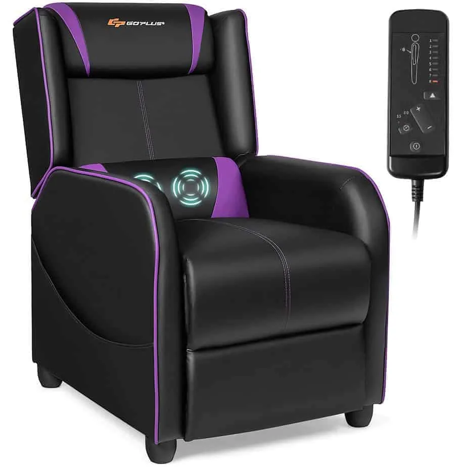 Goplus Massage Gaming Recliner Chair - Best Purple Gaming Chair With Massager