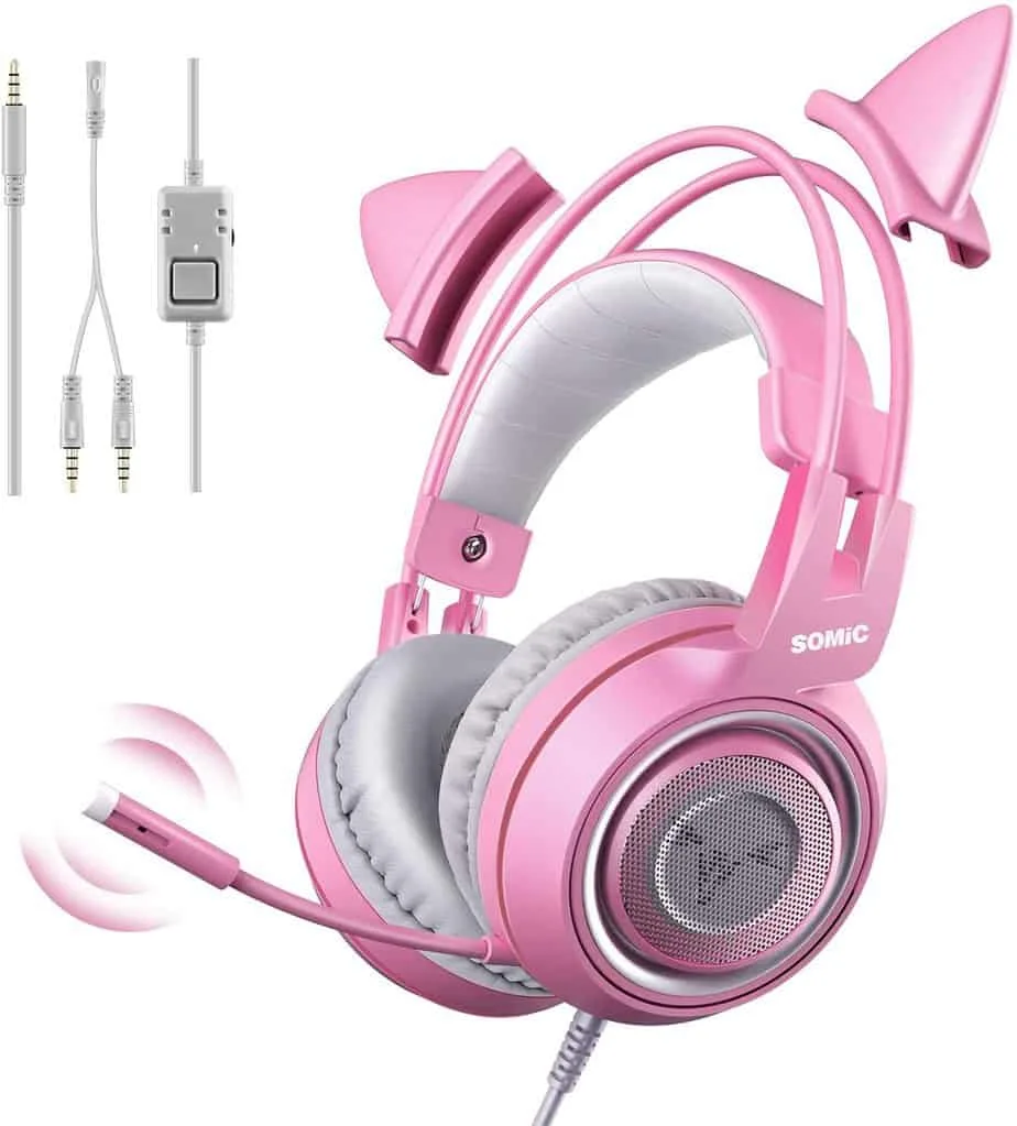 SOMIC G951s Pink Stereo Gaming Headset - Best Kawaii Gaming Headphones